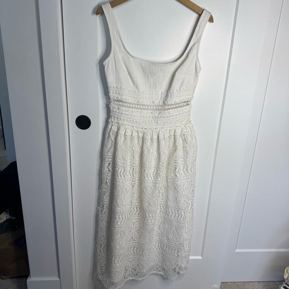 Anthropologie Vineet Bahl Scoop Neck Lace White Tank Midi Dress Size XS - Picture 2 of 7